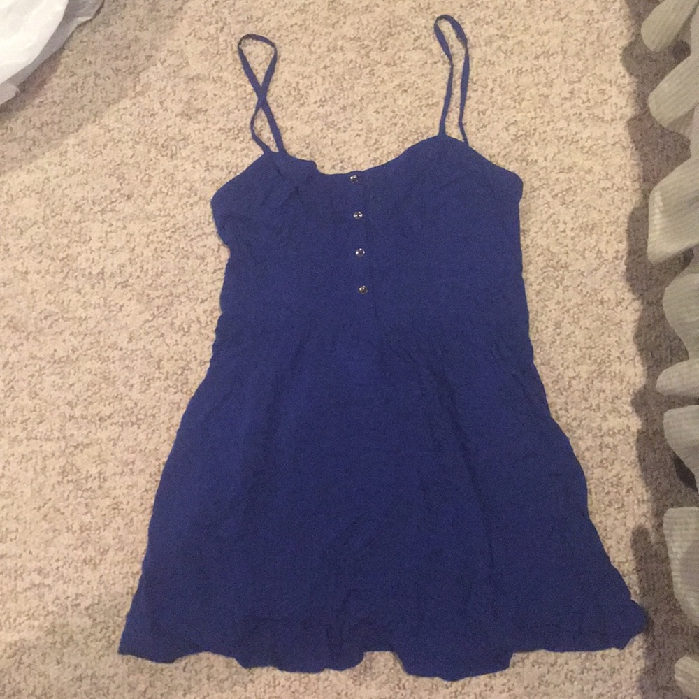 Blue fit and flare express mini dress